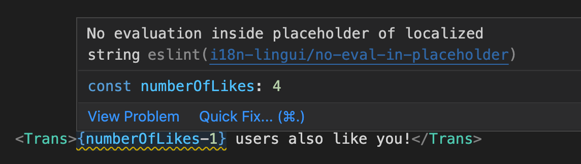 eslint-plugin-i18n-lingui no-eval-in-placeholder