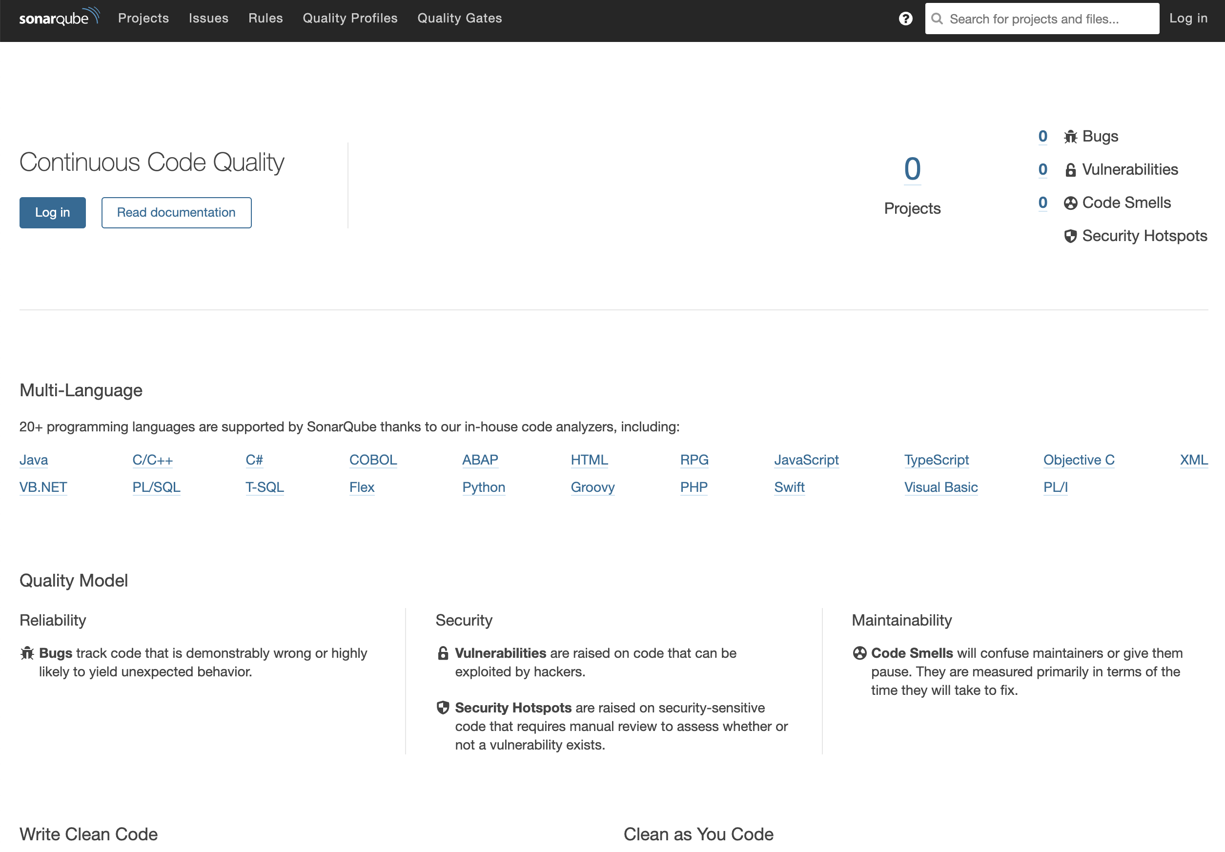 SonarQube Server Start Page